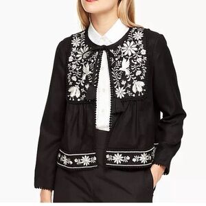 Kate Spade Broome Street Black Embroidered Jacket with White Floral NWOT